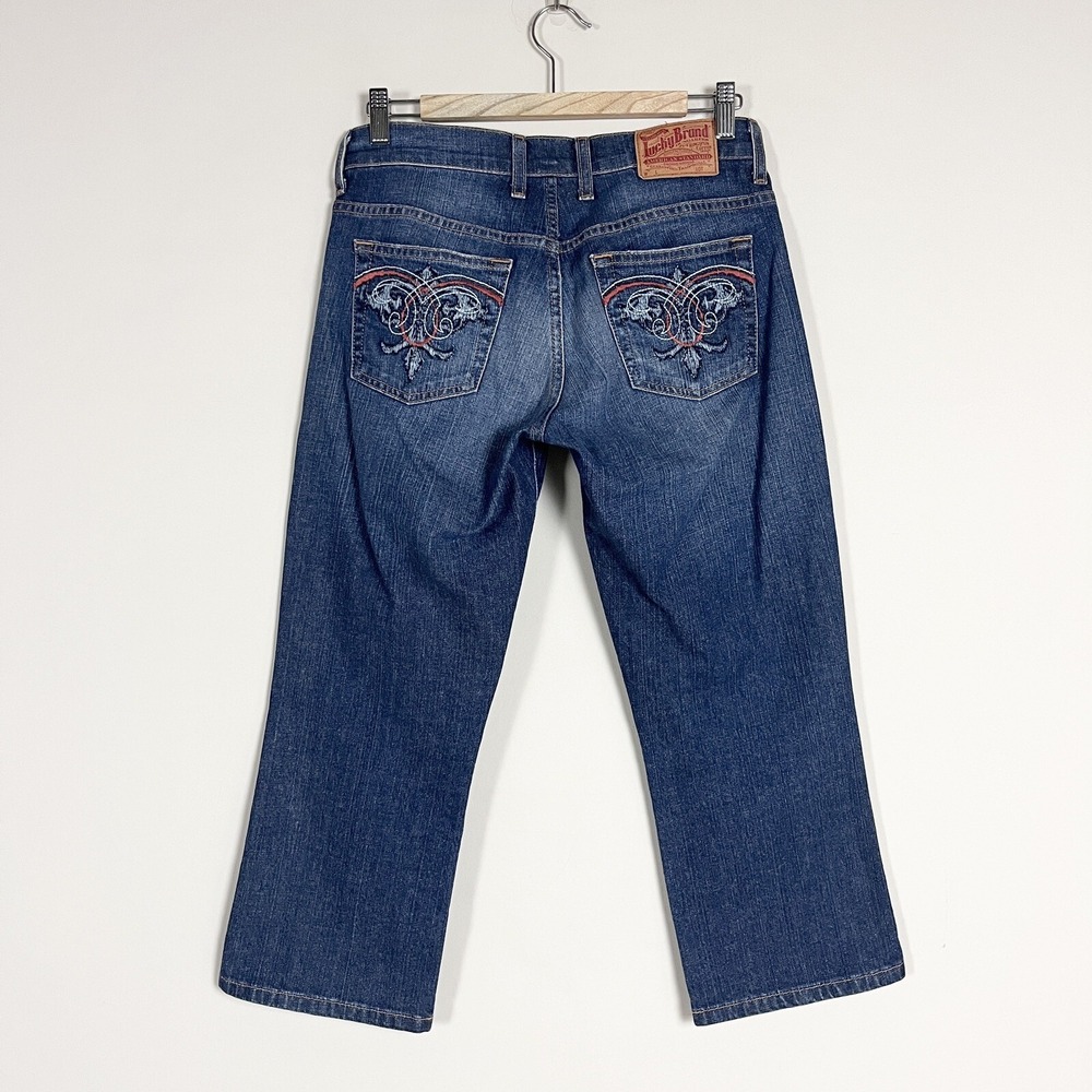 Lucky Brand by Gene Montesano Women's Jeans Straight Crop Embroidered Size 4